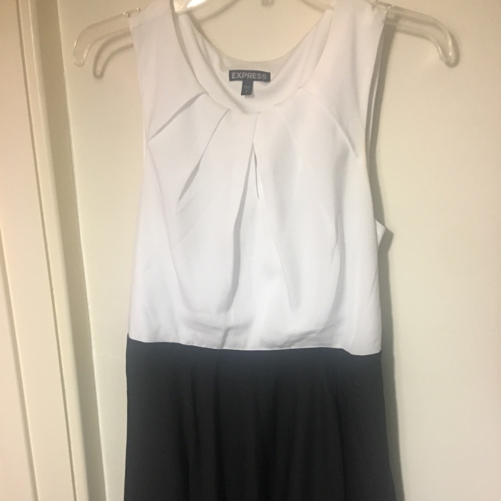 Express white and black. A line shirt dress